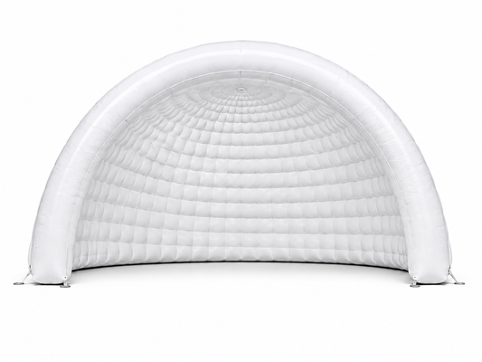 White classic inflatable event dome with open front arch for brand activations trade shows festivals and outdoor promotional events