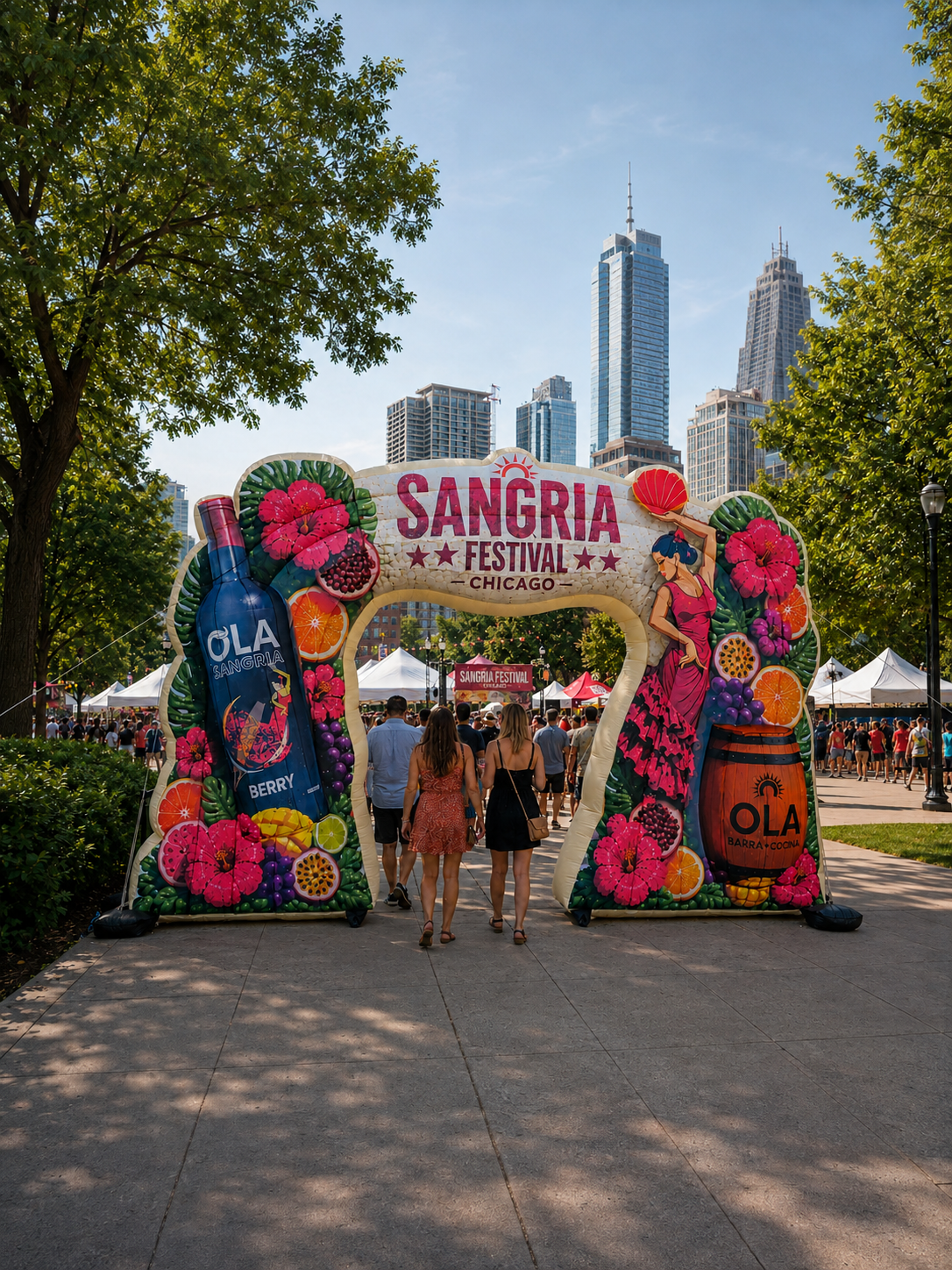 Colorful custom inflatable entrance arch at the Chicago Sangria Festival