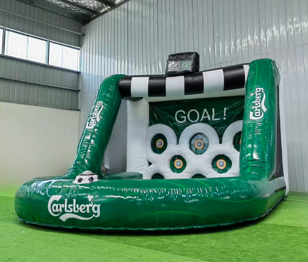 Branded inflatable soccer target game for experiential marketing and interactive brand activation