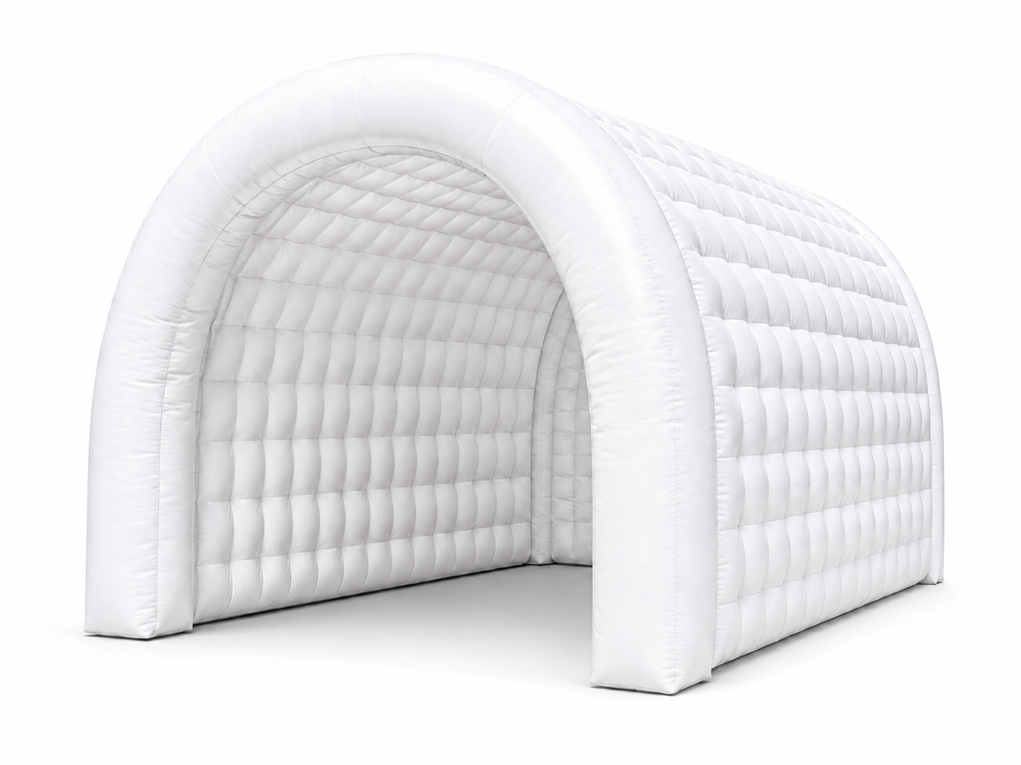 White tunnel inflatable event dome with arched entrance for brand activations trade shows product launches pop-up events and outdoor promotional campaigns
