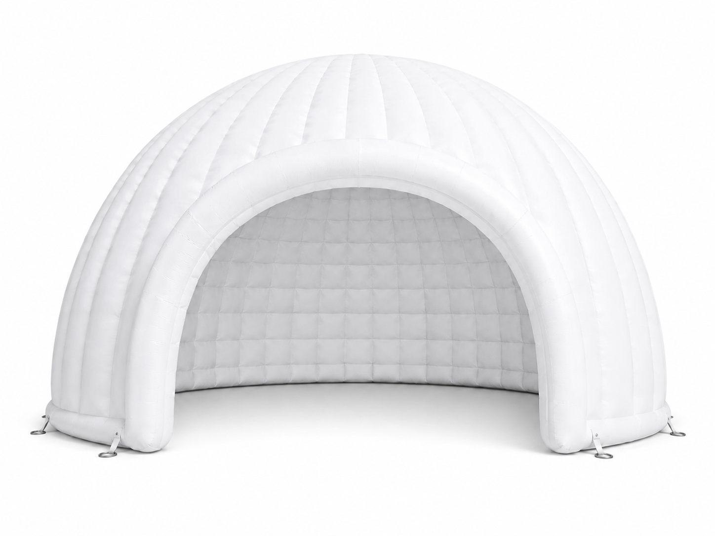 Custom white open front inflatable dome for brand activations, trade shows, pop-up events, and outdoor promotions