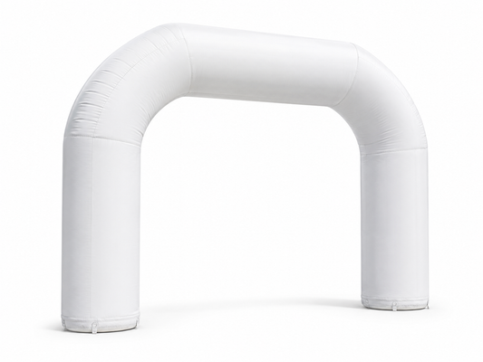 White rounded inflatable event arch for brand activations festivals race events school events community events sponsor zones and outdoor event entrances