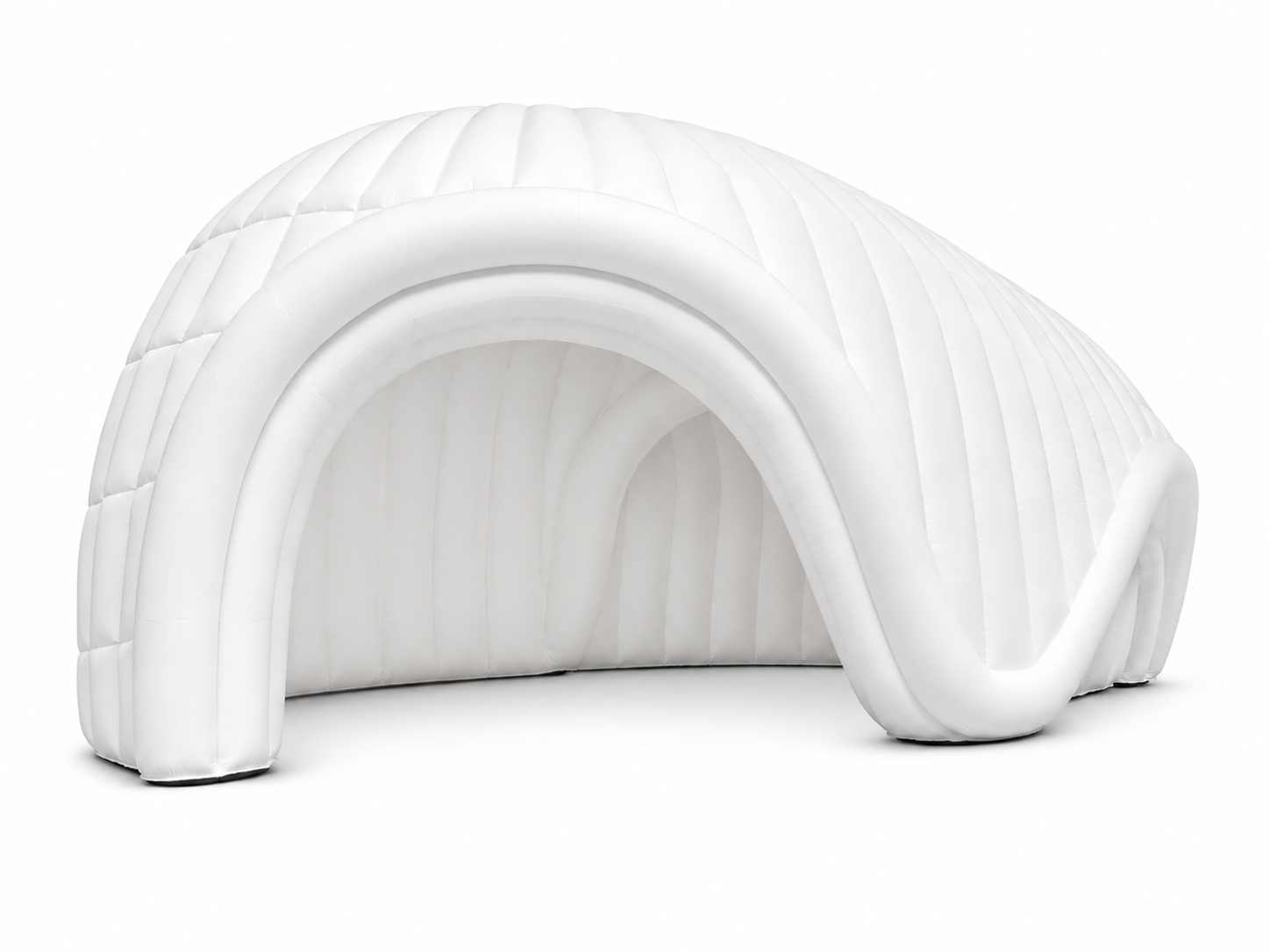 White wave entrance inflatable dome with sculptural arched opening for brand activations trade shows product launches festivals and outdoor event promotions