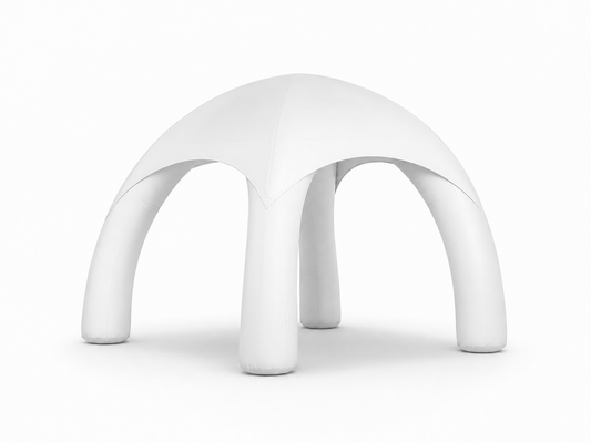 White four-leg inflatable event tent with open canopy design for brand activations trade shows festivals product launches and outdoor promotions