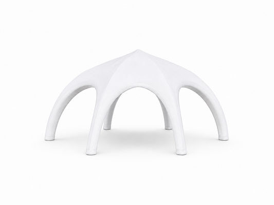 White spider inflatable event tent with multiple arched legs for brand activations outdoor events festivals sponsor zones and promotional campaigns