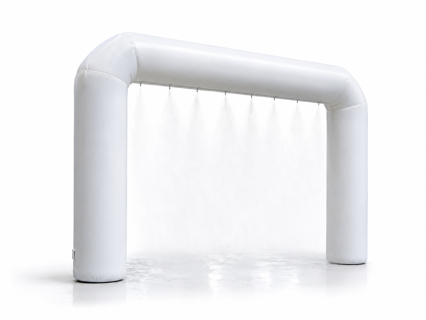 White inflatable misting arch with water mist feature for marathons running events festivals outdoor activations sports events and sponsor zones