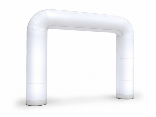 White LED light-up inflatable arch for night events race events festivals brand activations product launches sponsor zones and outdoor promotions